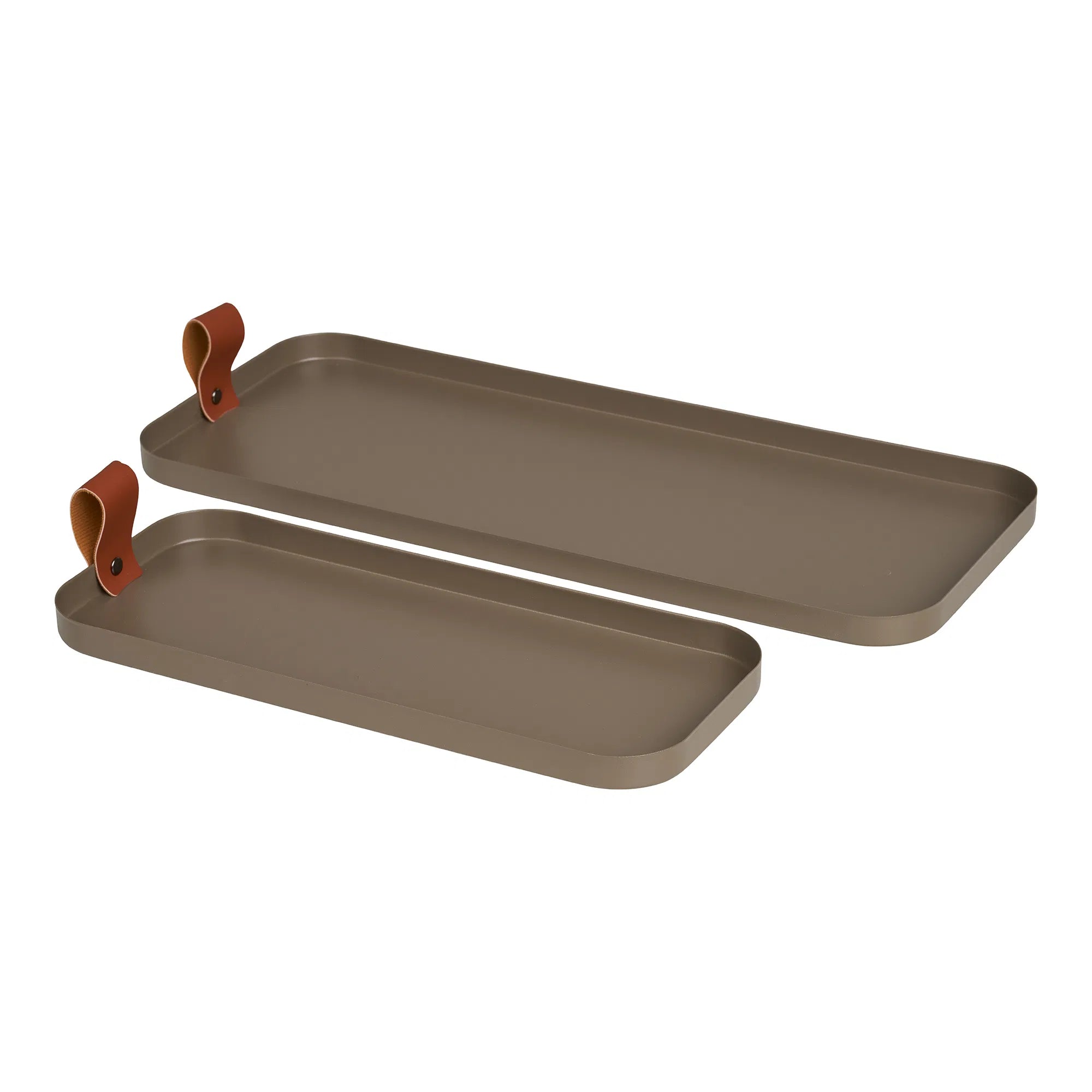 Ensemble de plateaux « Arden » – acier en Marron, lot de 2