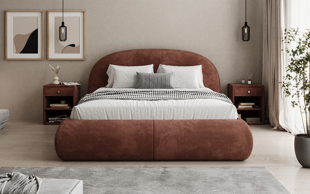 Lit rembourré design Loop en Côtelé avec rangement
