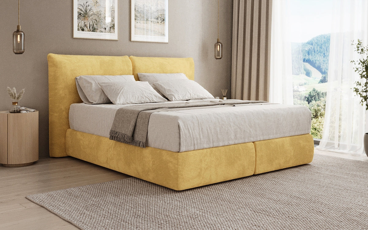 Lit boxspring Pillo en Côtelé