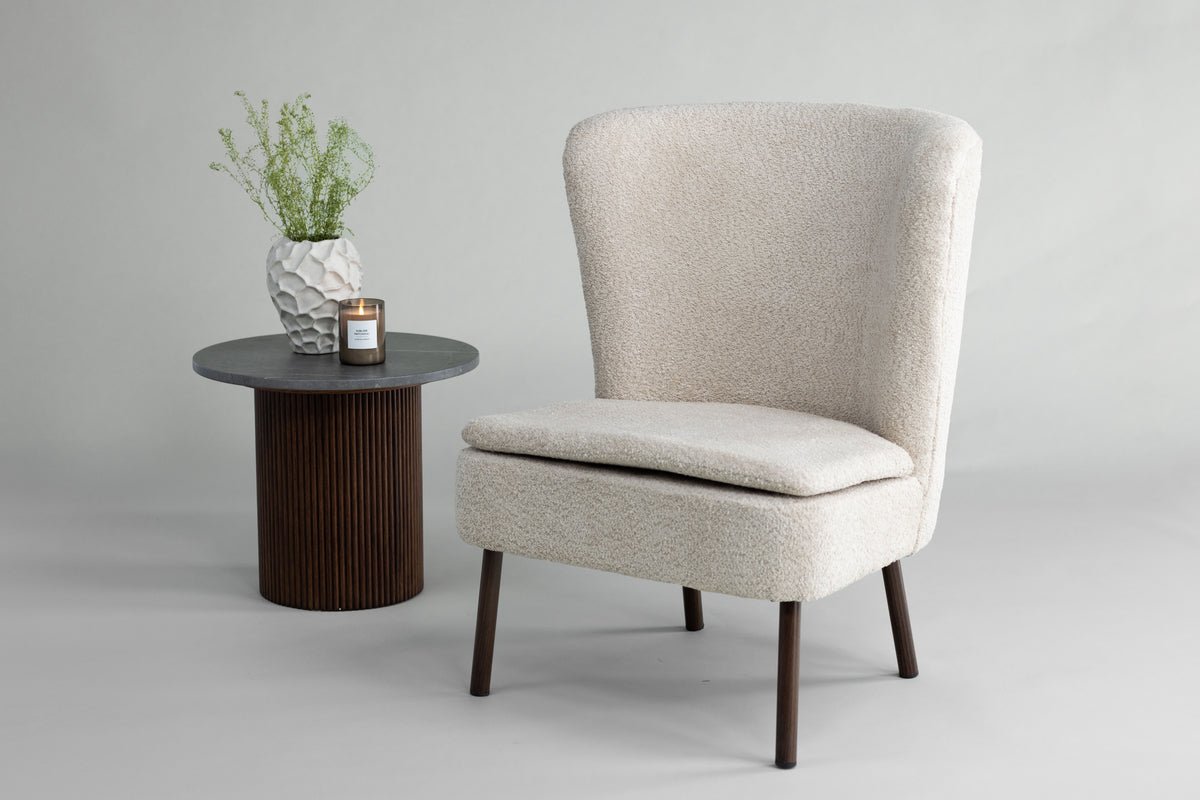 Fauteuil Hedwig - Avec tissu polyester beige