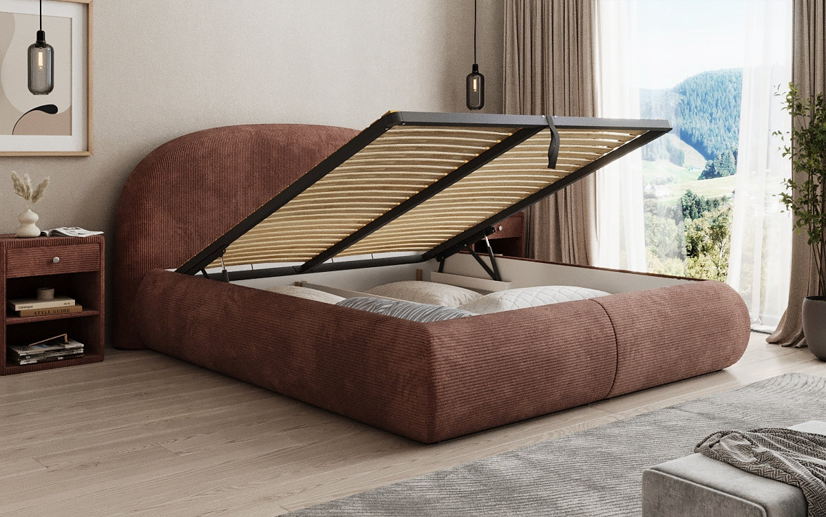 Lit rembourré design Loop en Côtelé avec rangement