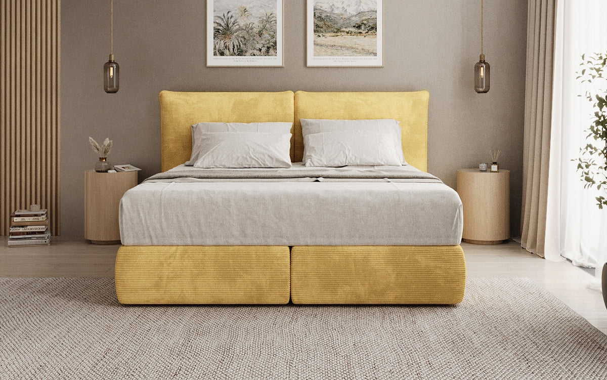 Lit boxspring Pillo en Côtelé