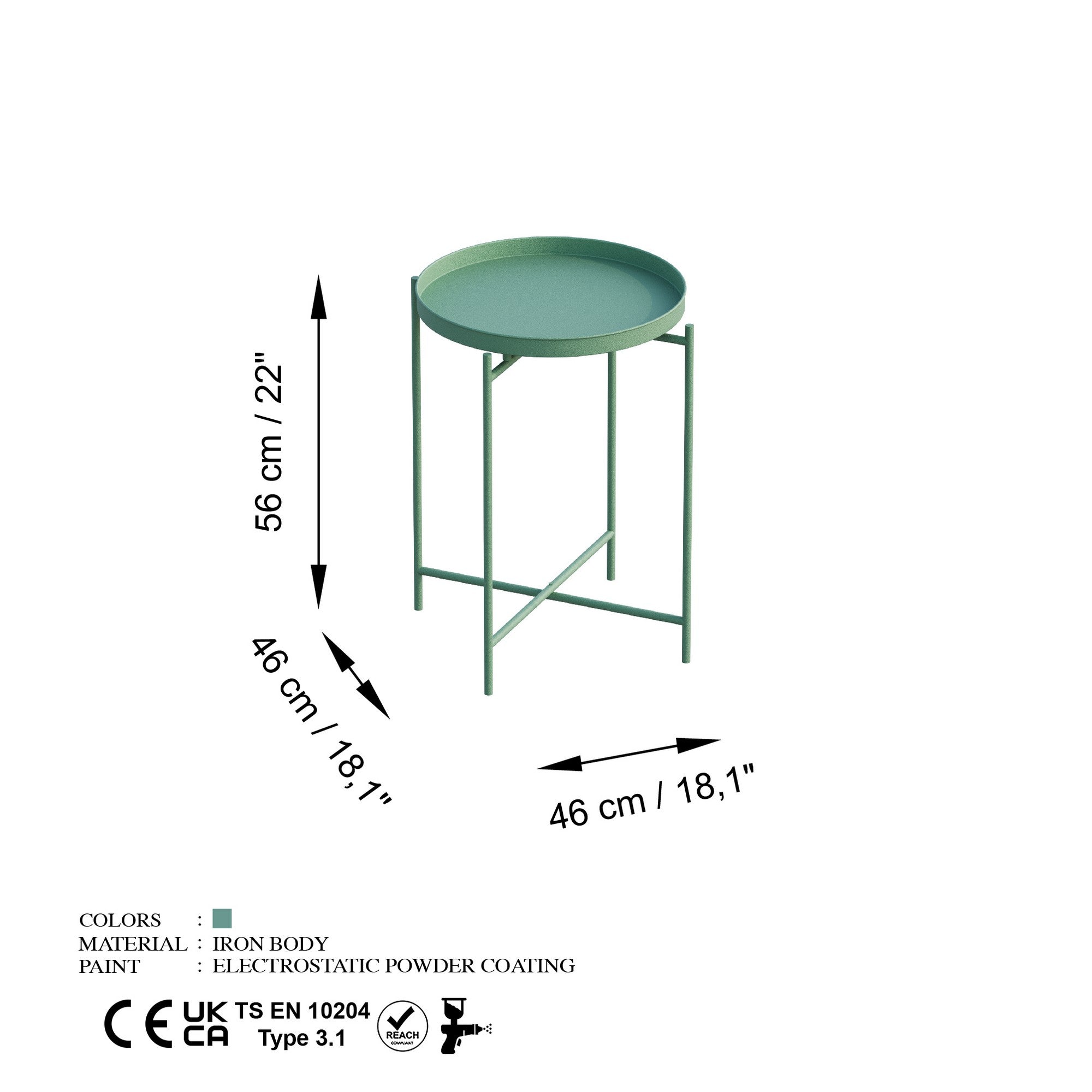 Table basse Fenaro – Design métallique épuré en blanc ou vert