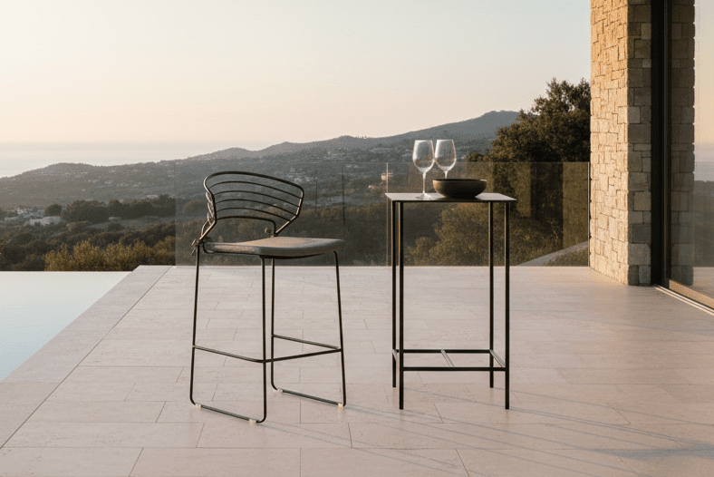 4er Set - Gartenstuhl Como aus Metall Schwarz