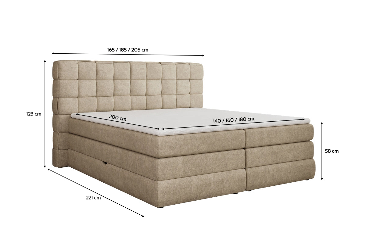 Lit boxspring Trama avec espace de rangement en Tissu