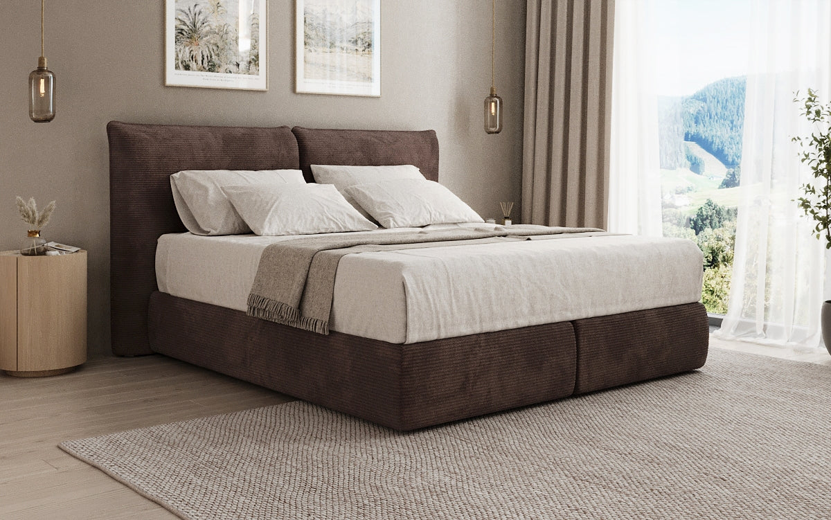 Lit boxspring Pillo en Côtelé