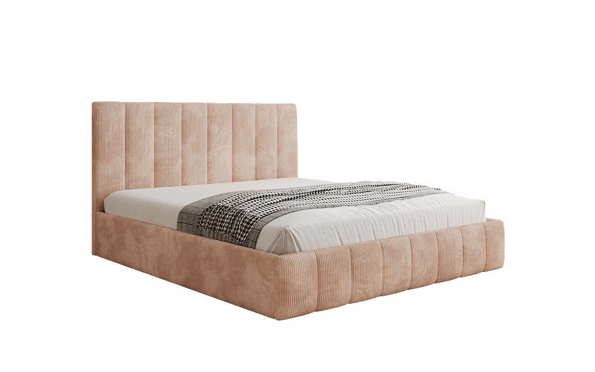Lit rembourré design Mila en Côtelé avec espace de rangement