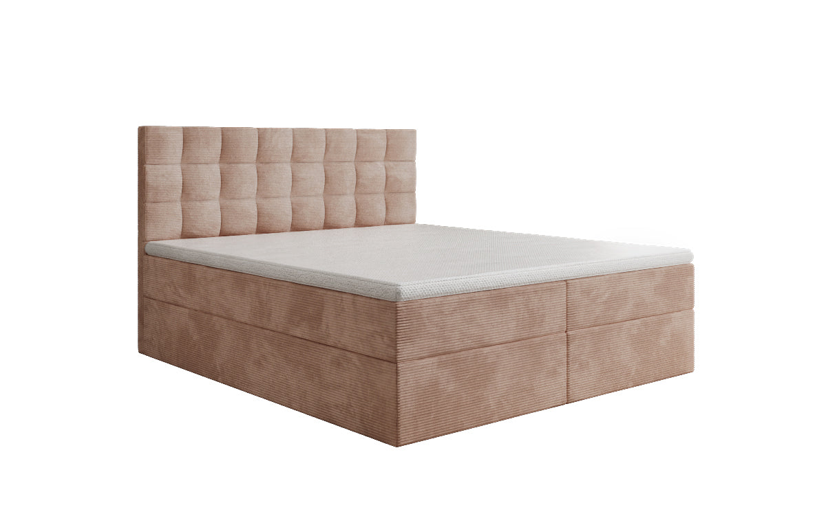 Lit boxspring Como en Côtelé avec rangement