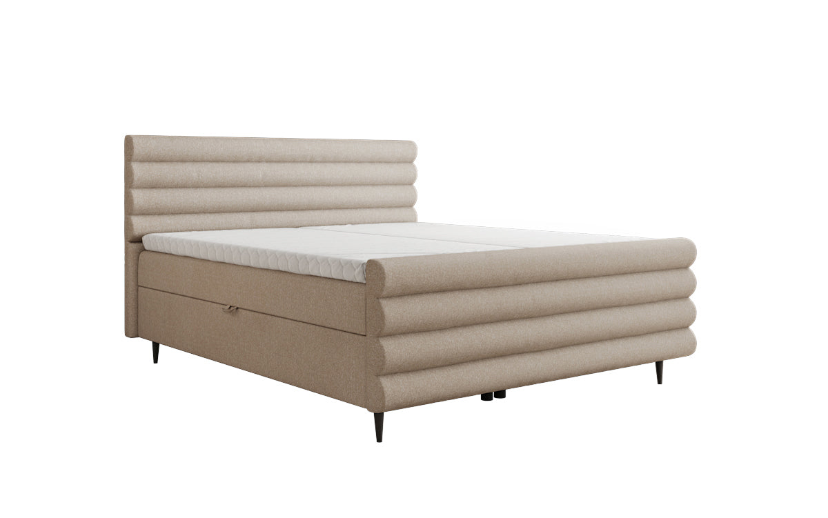 Boxspringbett Tubo in Strukturstoff mit Stauraum