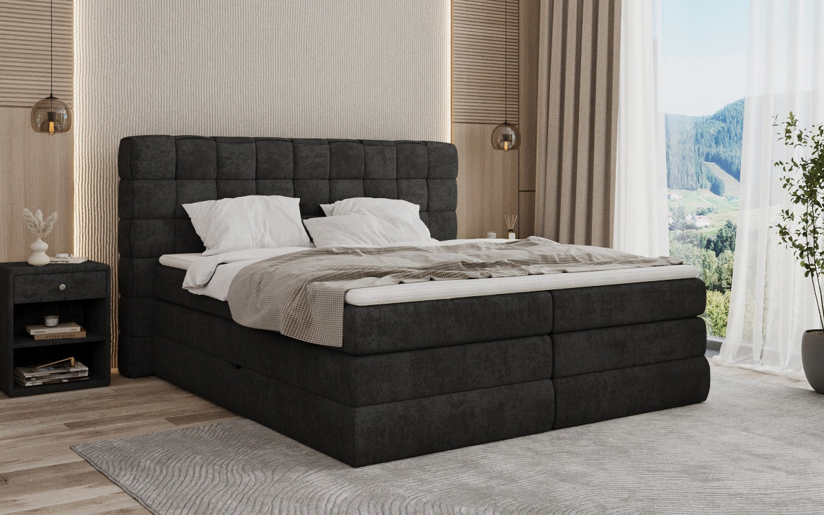 Lit boxspring Trama avec espace de rangement en Tissu