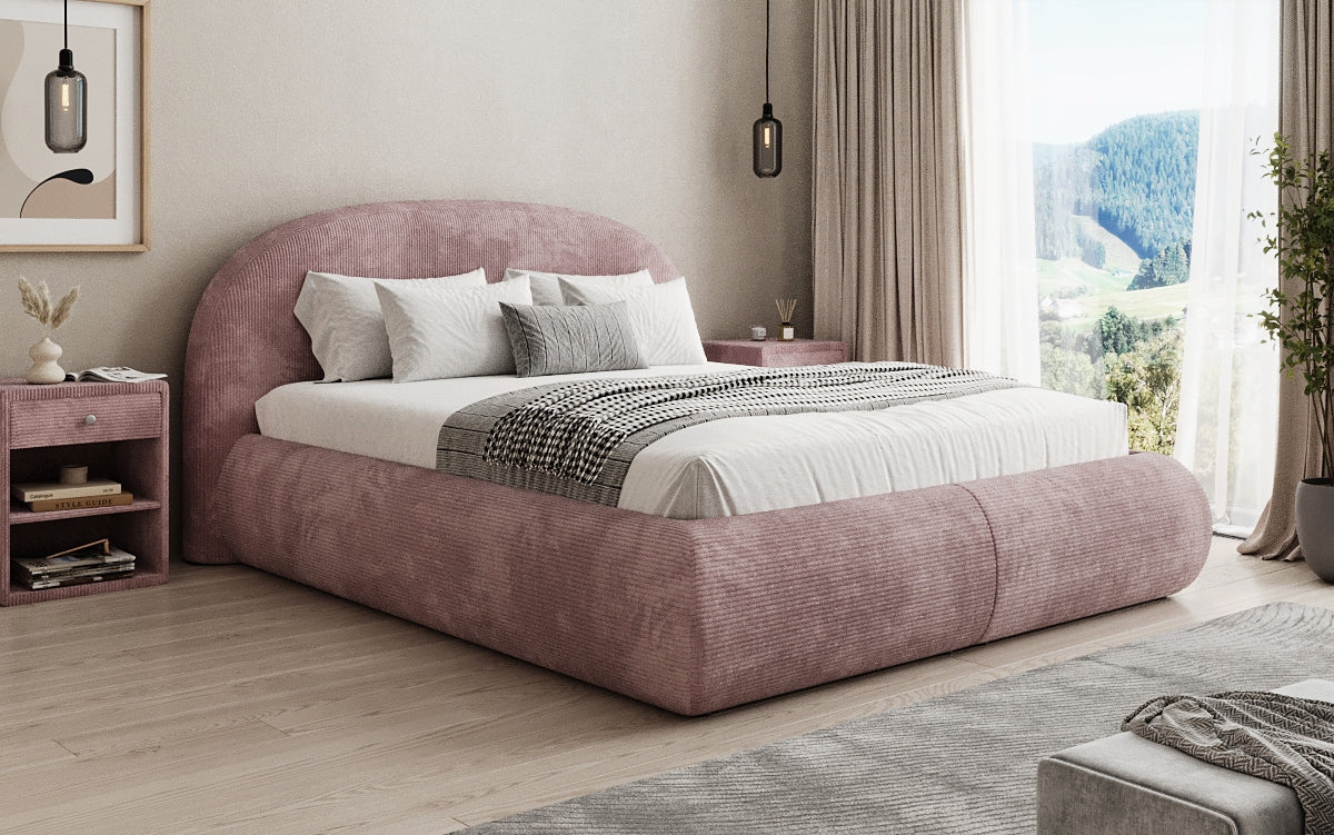 Lit rembourré design Loop en Côtelé avec rangement