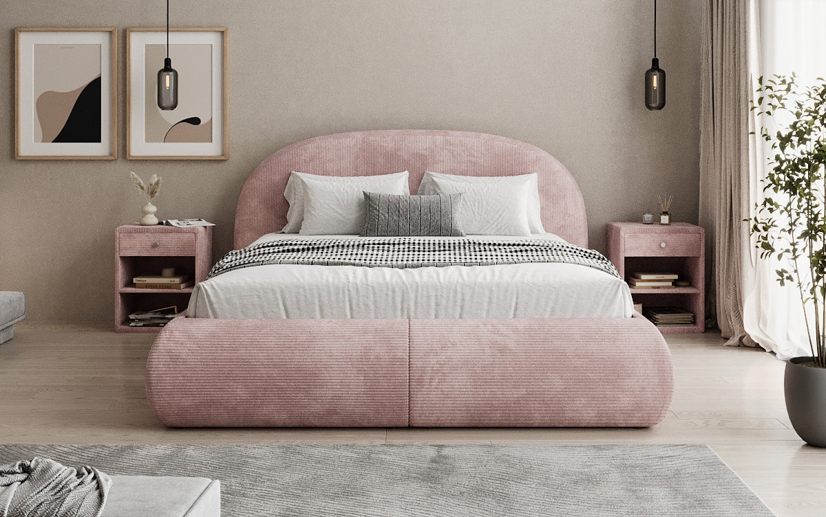 Lit rembourré design Loop en Côtelé avec rangement