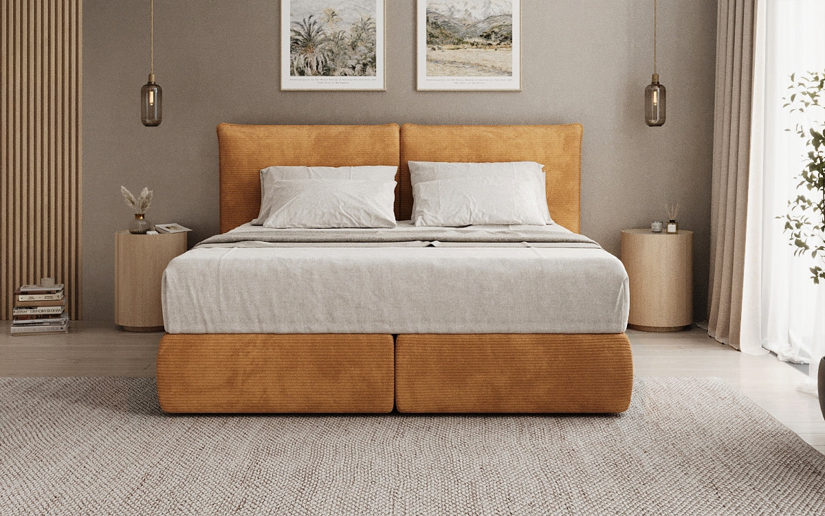 Lit boxspring Pillo en Côtelé
