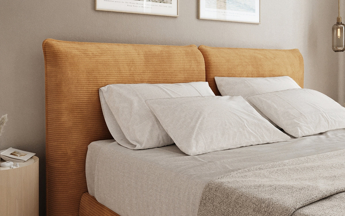 Lit boxspring Pillo en Côtelé