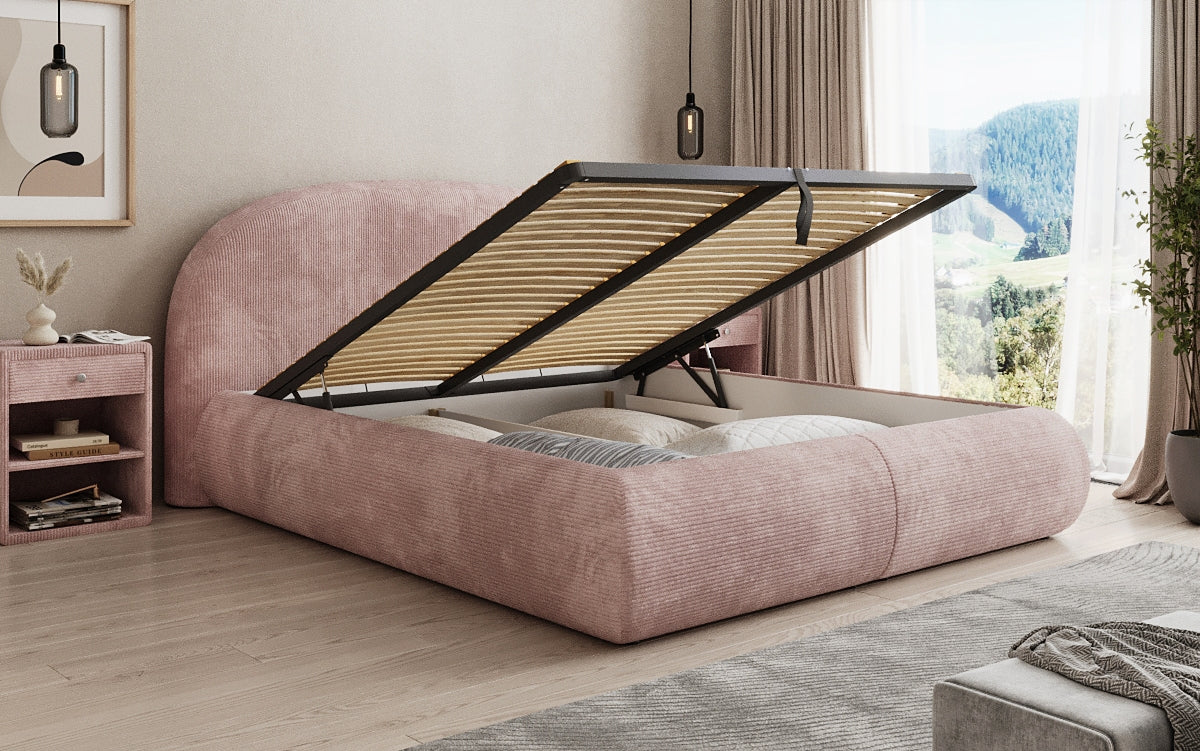 Lit rembourré design Loop en Côtelé avec rangement