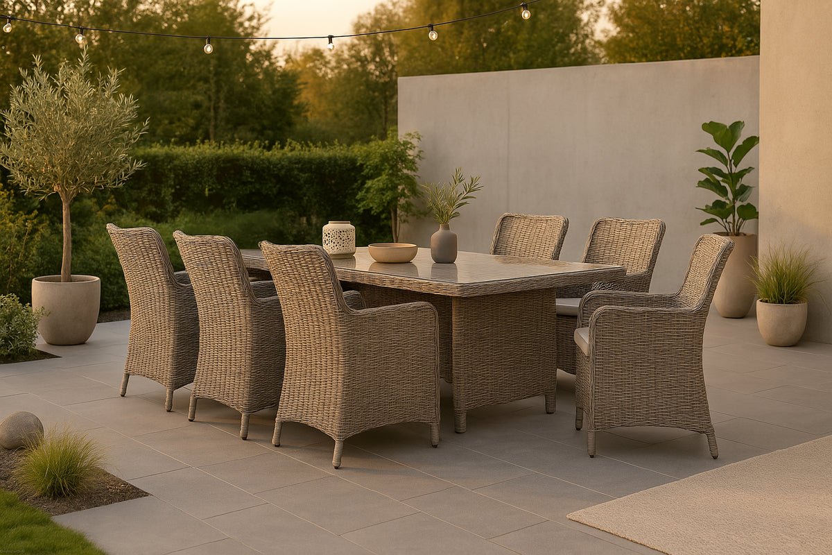 Ensemble repas de jardin Valencia – ensemble de mobilier de jardin 7 pièces en polyrotin