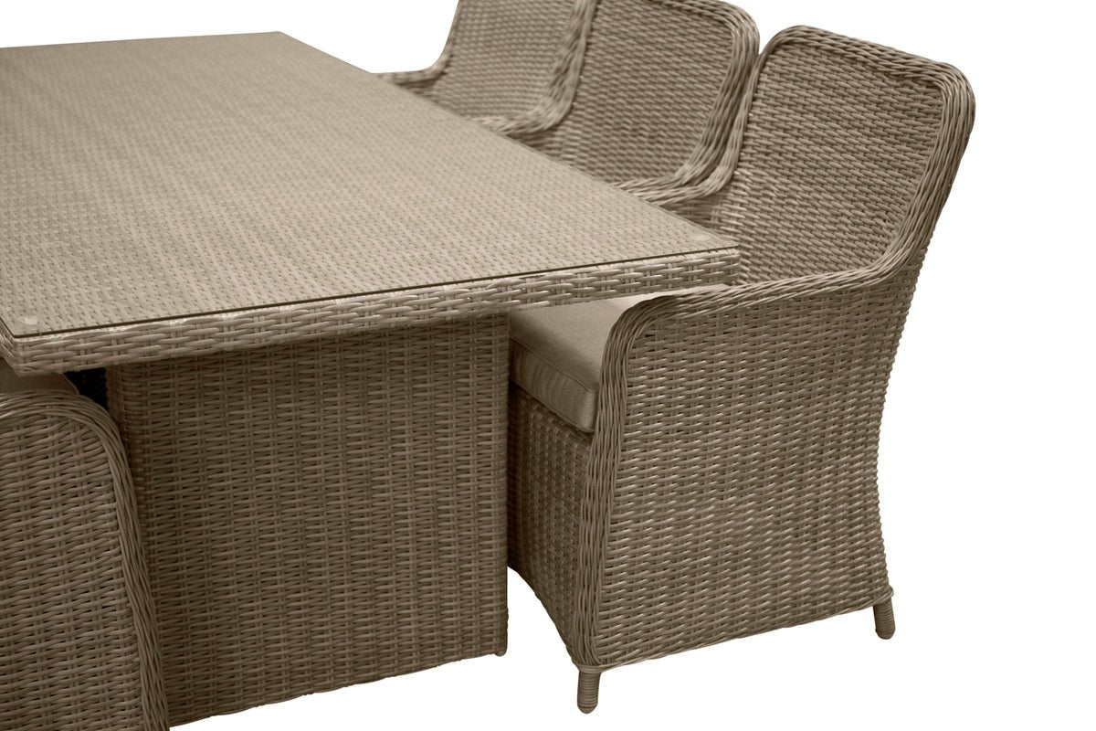 Ensemble repas de jardin Valencia – ensemble de mobilier de jardin 7 pièces en polyrotin