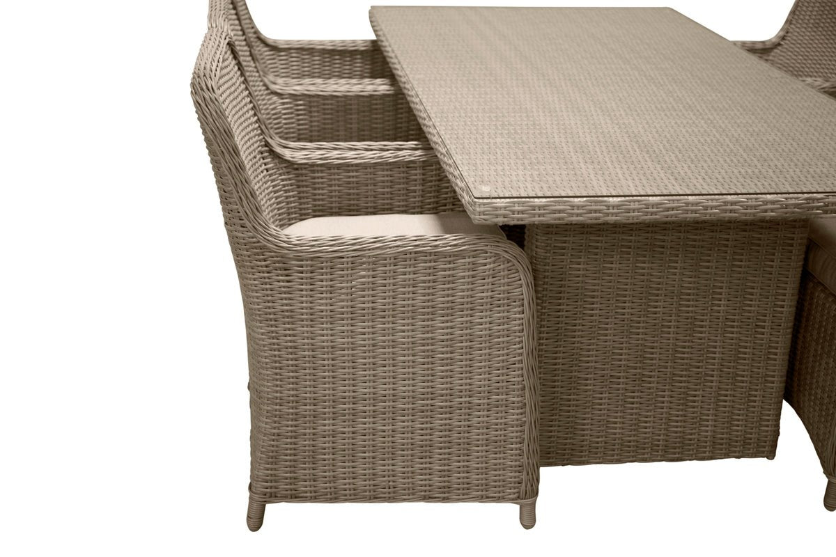 Ensemble repas de jardin Valencia – ensemble de mobilier de jardin 7 pièces en polyrotin