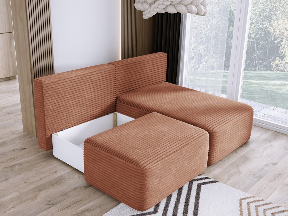 Canapé design Tilia Côtelé avec fonction couchage et rangement