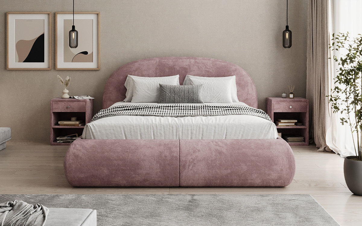 Lit rembourré design Loop en Côtelé avec rangement
