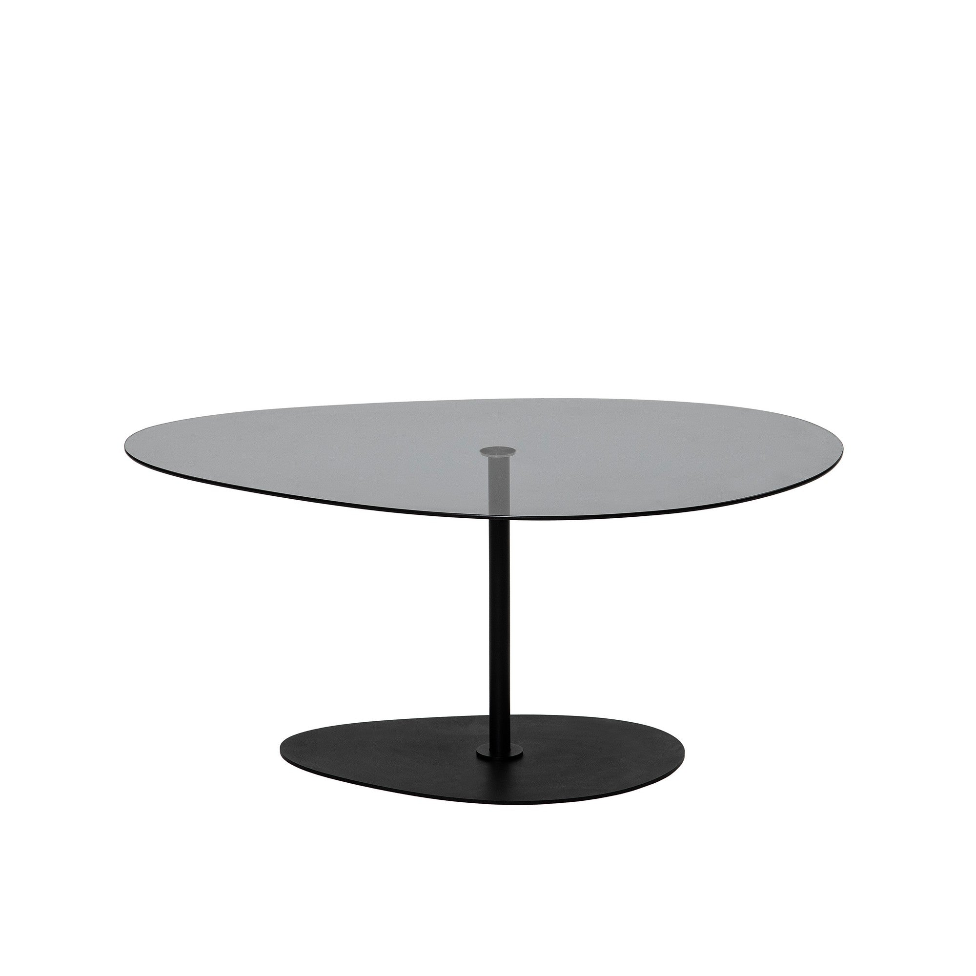Table basse Dovira - avec plateau en verre et structure en métal noir
