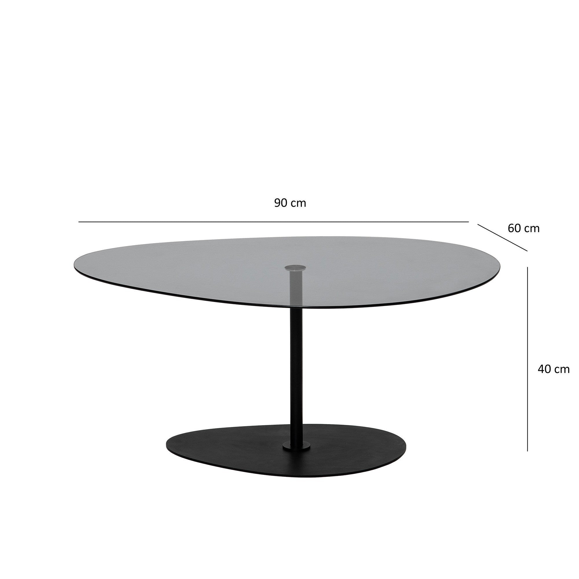 Table basse Dovira - avec plateau en verre et structure en métal noir
