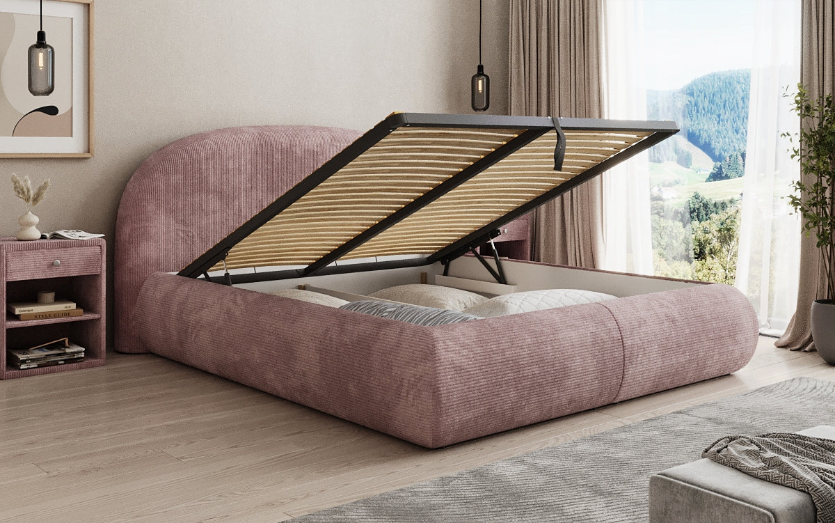 Lit rembourré design Loop en Côtelé avec rangement