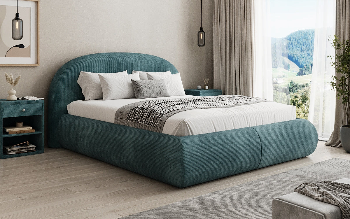 Lit rembourré design Loop en Côtelé avec rangement