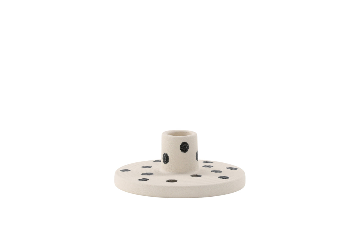 Porte-bougie Spotty - Ø12 cm en grès en Blanc/Noir