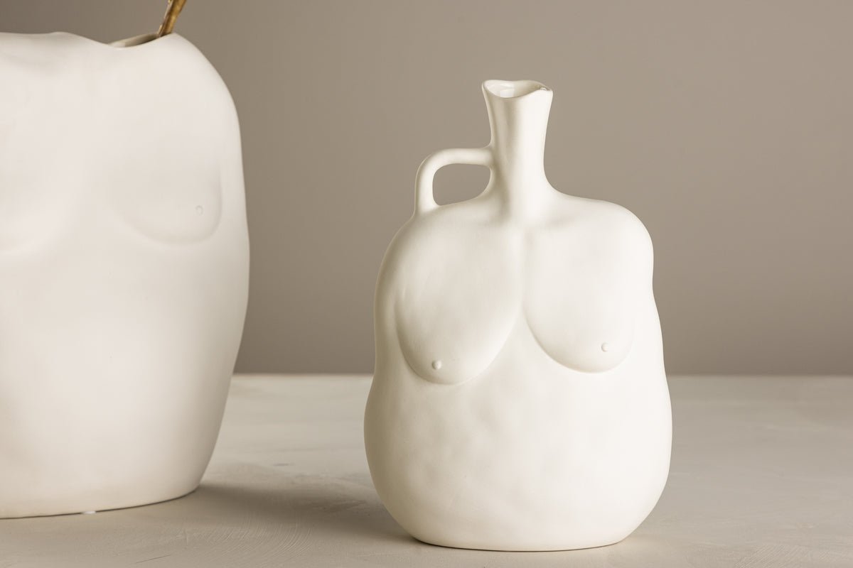 Vase Nerida 25 cm – Élégance inspirée du corps en Blanc & Noir