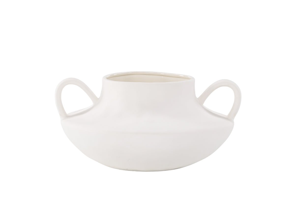 Pot de fleurs Vian - en forme ronde avec des anses marquantes en céramique