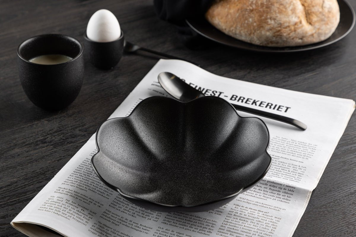 Teller Cygne Noir - lot de 2, porcelaine émaillée renforcée, noir mat