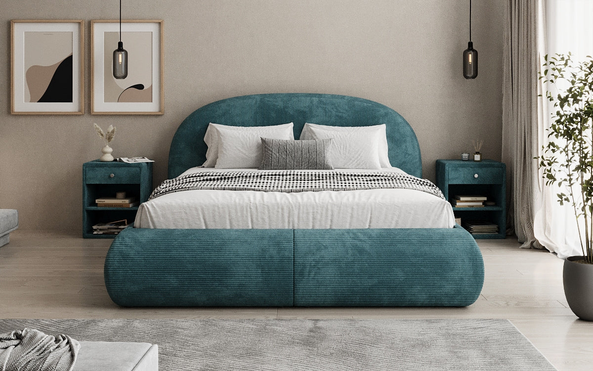 Lit rembourré design Loop en Côtelé avec rangement