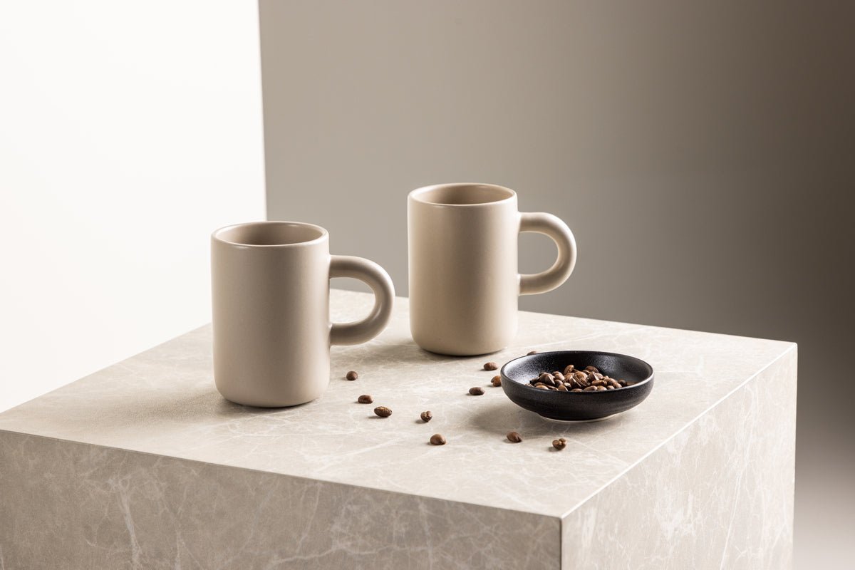 Tasse Maro – élégant lot de 2 en Marron foncé & Beige