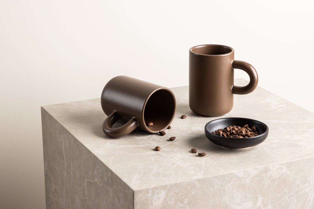 Tasse Maro – élégant lot de 2 en Marron foncé & Beige