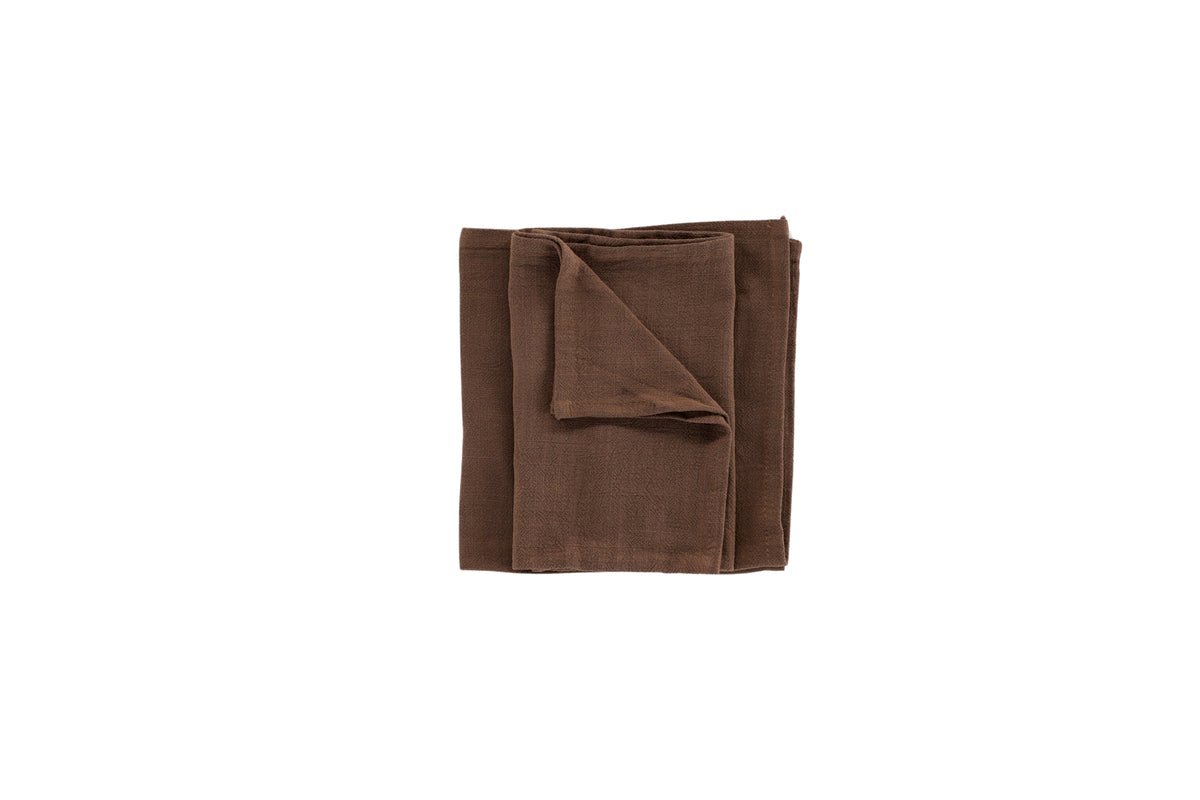 Serviettes Mira - Marron foncé, lot de 2 en mélange viscose-lin