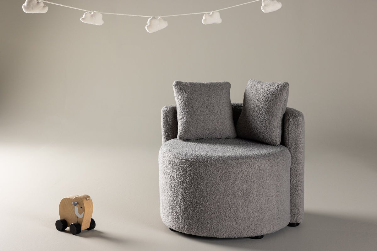 Fauteuil enfant Lunno – Fauteuil en peluche Teddy en Gris
