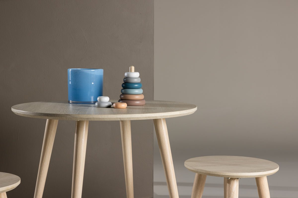 Ensemble table pour enfants Nordi – table et 2 tabourets au design scandinave