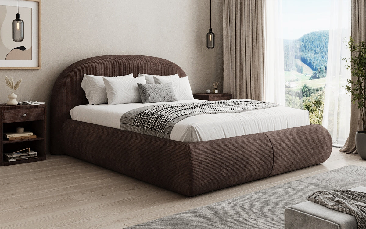 Lit rembourré design Loop en Côtelé avec rangement