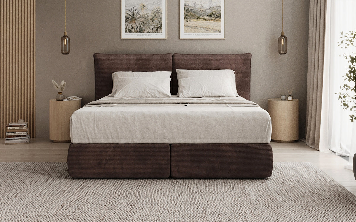 Lit boxspring Pillo en Côtelé