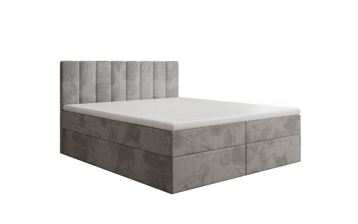 Lit boxspring Sofia en Côtelé avec espace de rangement