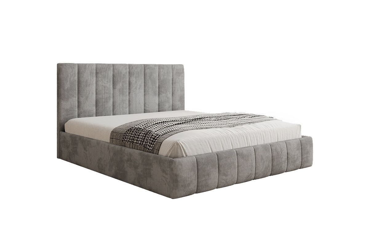 Lit rembourré design Mila en Côtelé avec espace de rangement