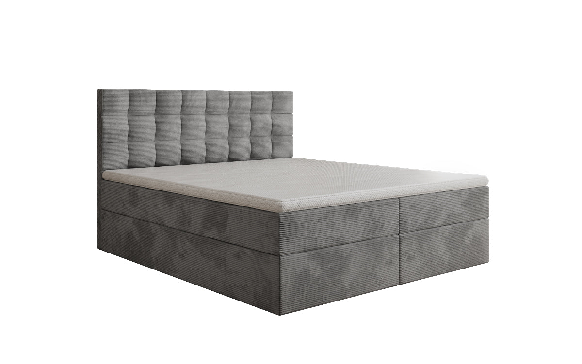 Lit boxspring Como en Côtelé avec rangement