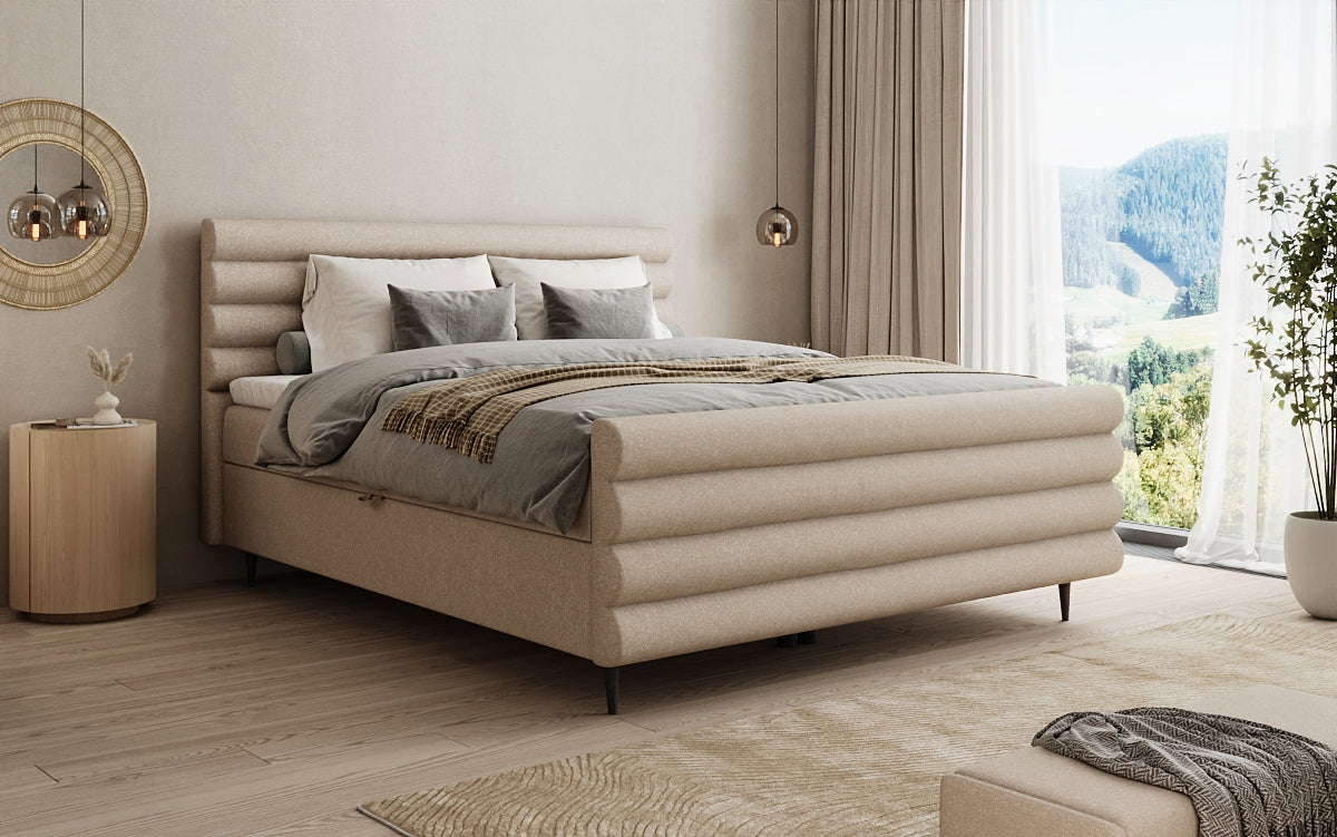 Boxspringbett Tubo in Strukturstoff mit Stauraum