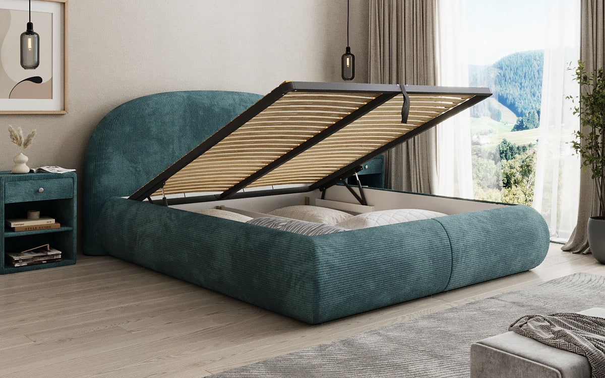 Lit rembourré design Loop en Côtelé avec rangement