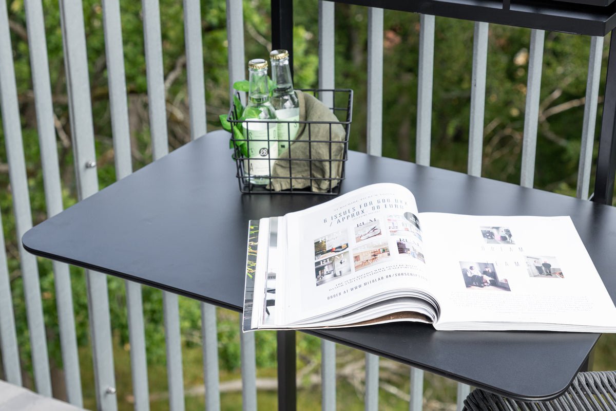 Table de jardin Olava - table de balcon pliante noire en acier
