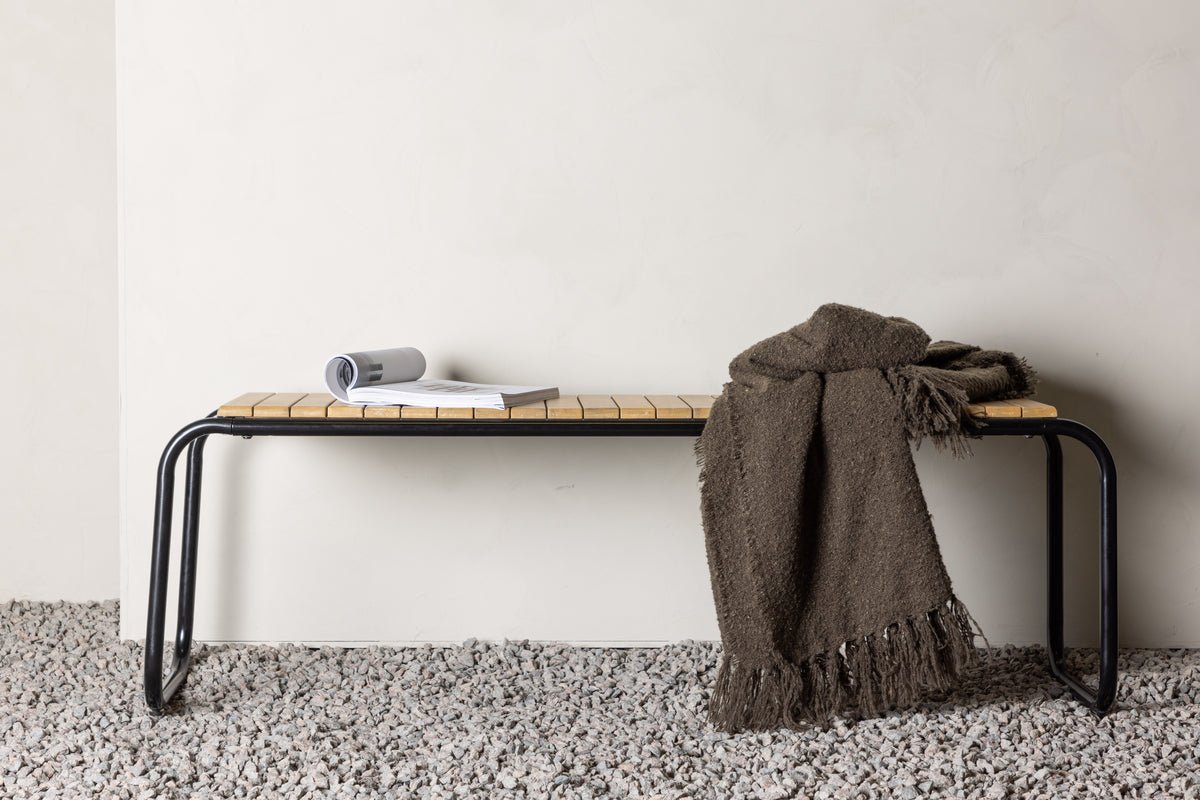 Banc de jardin Benko - avec assise rainurée en bois d'acacia