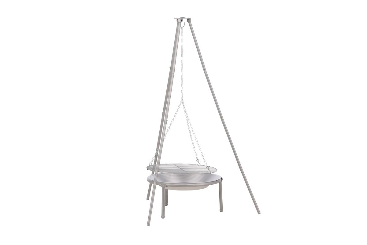 Brasero de jardin avec grill pivotant Flamio - en acier argenté
