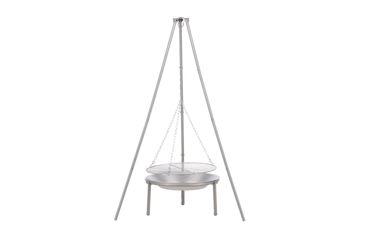 Brasero de jardin avec grill pivotant Flamio - en acier argenté