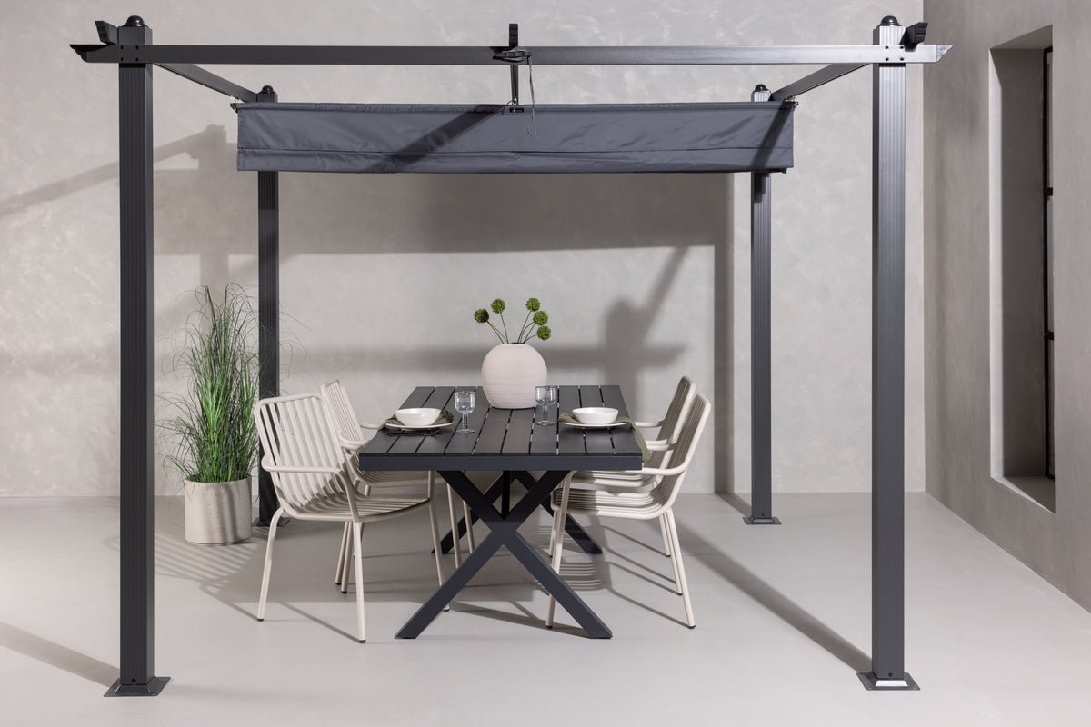 Pergola Sora - avec toit en polyester gris